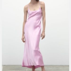 Zara Satin Effect Midi Slip Dress